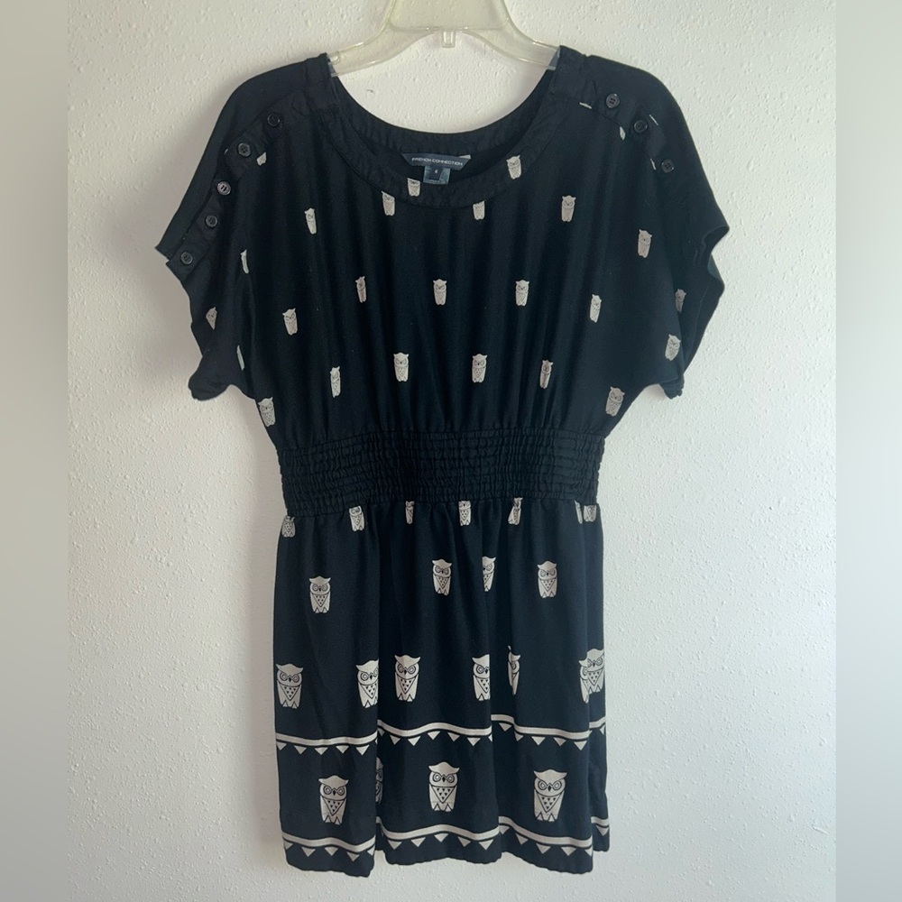 Black Indie Sleaze Mini Dress Sz 6/S Tumblr Twee Hipster Quirky Whimsigoth Owls